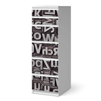 Klebefolie Alphabet - IKEA Malm Kommode 6 Schubladen (schmal) - weiss