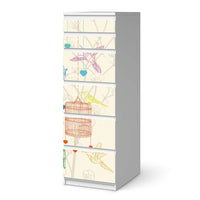 Klebefolie Birdcage - IKEA Malm Kommode 6 Schubladen (schmal) - weiss