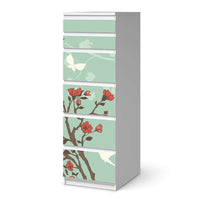 Klebefolie Blütenzauber - IKEA Malm Kommode 6 Schubladen (schmal) - weiss