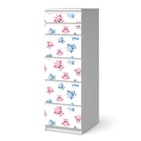 Klebefolie Eulenparty - IKEA Malm Kommode 6 Schubladen (schmal) - weiss