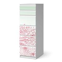 Klebefolie Floral Doodle - IKEA Malm Kommode 6 Schubladen (schmal) - weiss