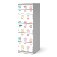 Klebefolie Flying Animals - IKEA Malm Kommode 6 Schubladen (schmal) - weiss