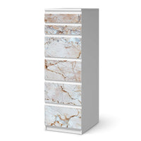 Klebefolie Marmor rosa - IKEA Malm Kommode 6 Schubladen (schmal) - weiss