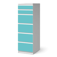 Klebefolie Türkisgrün Light - IKEA Malm Kommode 6 Schubladen (schmal) - weiss