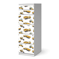Klebefolie Working Cars - IKEA Malm Kommode 6 Schubladen (schmal) - weiss