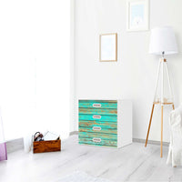 Klebefolie Wooden Aqua - IKEA Stuva / Fritids Kommode - 4 Schubladen - Kinderzimmer
