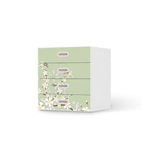 Klebefolie White Blossoms - IKEA Stuva / Fritids Kommode - 4 Schubladen - weiss