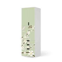 Klebefolie White Blossoms - IKEA Stuva kombiniert - 3 Schubladen und 2 große Türen (Kombination 1) - weiss