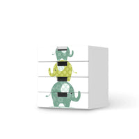 Klebefolie Elephants - IKEA Stuva Kommode - 4 Schubladen - weiss