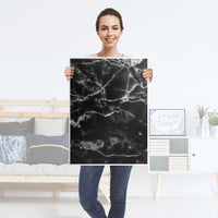 Kühlschrank Folie Marmor schwarz - Küche - Kühlschrankgröße 60x80 cm