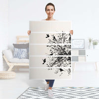 Möbel Klebefolie Tree and Birds 2 - IKEA Malm Kommode 6 Schubladen (hoch) - Folie