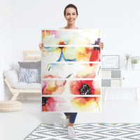 Möbel Klebefolie Water Color Flowers - IKEA Malm Kommode 6 Schubladen (hoch) - Folie