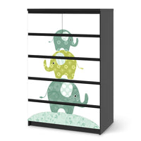 Möbel Klebefolie Elephants - IKEA Malm Kommode 6 Schubladen (hoch) - schwarz