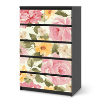 Möbel Klebefolie Vintage Flowers - IKEA Malm Kommode 6 Schubladen (hoch) - schwarz