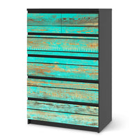 Möbel Klebefolie Wooden Aqua - IKEA Malm Kommode 6 Schubladen (hoch) - schwarz