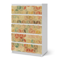 Möbel Klebefolie 3D Retro - IKEA Malm Kommode 6 Schubladen (hoch) - weiss
