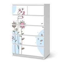Möbel Klebefolie Flowers 3 - IKEA Malm Kommode 6 Schubladen (hoch) - weiss