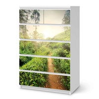 Möbel Klebefolie Green Tea Fields - IKEA Malm Kommode 6 Schubladen (hoch) - weiss