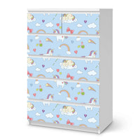 Möbel Klebefolie Rainbow Unicorn - IKEA Malm Kommode 6 Schubladen (hoch) - weiss