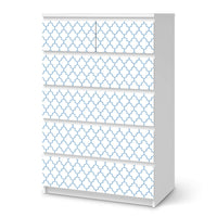 Möbel Klebefolie Retro Pattern - Blau - IKEA Malm Kommode 6 Schubladen (hoch) - weiss