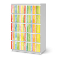 Möbel Klebefolie Watercolor Stripes - IKEA Malm Kommode 6 Schubladen (hoch) - weiss
