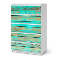 Möbel Klebefolie Wooden Aqua - IKEA Malm Kommode 6 Schubladen (hoch) - weiss