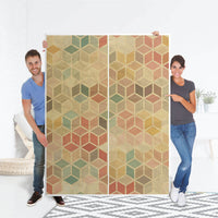 Möbel Klebefolie 3D Retro - IKEA Pax Schrank 201 cm Höhe - Schiebetür 75 cm - Folie