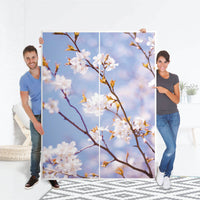 Möbel Klebefolie Apple Blossoms - IKEA Pax Schrank 201 cm Höhe - Schiebetür 75 cm - Folie