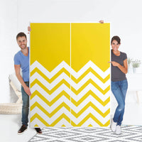 Möbel Klebefolie Gelbe Zacken - IKEA Pax Schrank 201 cm Höhe - Schiebetür 75 cm - Folie