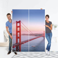 Möbel Klebefolie Golden Gate - IKEA Pax Schrank 201 cm Höhe - Schiebetür 75 cm - Folie