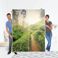 Möbel Klebefolie Green Tea Fields - IKEA Pax Schrank 201 cm Höhe - Schiebetür 75 cm - Folie