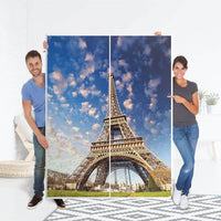 Möbel Klebefolie La Tour Eiffel - IKEA Pax Schrank 201 cm Höhe - Schiebetür 75 cm - Folie