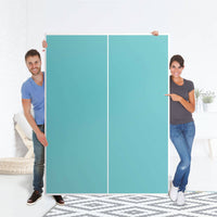 Möbel Klebefolie Türkisgrün Light - IKEA Pax Schrank 201 cm Höhe - Schiebetür 75 cm - Folie