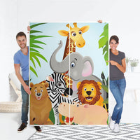 Möbel Klebefolie Wild Animals - IKEA Pax Schrank 201 cm Höhe - Schiebetür 75 cm - Folie
