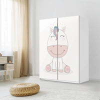 Möbel Klebefolie Baby Unicorn - IKEA Pax Schrank 201 cm Höhe - Schiebetür 75 cm - Kinderzimmer