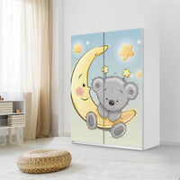 Möbel Klebefolie Teddy und Mond - IKEA Pax Schrank 201 cm Höhe - Schiebetür 75 cm - Kinderzimmer