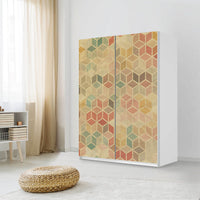 Möbel Klebefolie 3D Retro - IKEA Pax Schrank 201 cm Höhe - Schiebetür 75 cm - Schlafzimmer