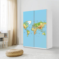 Möbel Klebefolie Geografische Weltkarte - IKEA Pax Schrank 201 cm Höhe - Schiebetür 75 cm - Schlafzimmer