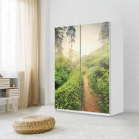 Möbel Klebefolie Green Tea Fields - IKEA Pax Schrank 201 cm Höhe - Schiebetür 75 cm - Schlafzimmer