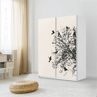 Möbel Klebefolie Tree and Birds 2 - IKEA Pax Schrank 201 cm Höhe - Schiebetür 75 cm - Schlafzimmer