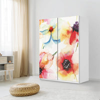 Möbel Klebefolie Water Color Flowers - IKEA Pax Schrank 201 cm Höhe - Schiebetür 75 cm - Schlafzimmer