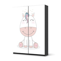 Möbel Klebefolie Baby Unicorn - IKEA Pax Schrank 201 cm Höhe - Schiebetür 75 cm - schwarz