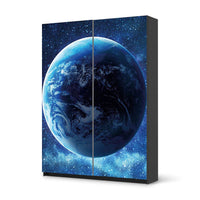 Möbel Klebefolie Planet Blue - IKEA Pax Schrank 201 cm Höhe - Schiebetür 75 cm - schwarz