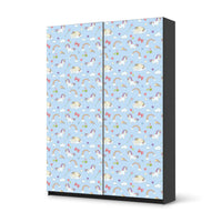 Möbel Klebefolie Rainbow Unicorn - IKEA Pax Schrank 201 cm Höhe - Schiebetür 75 cm - schwarz