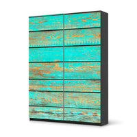 Möbel Klebefolie Wooden Aqua - IKEA Pax Schrank 201 cm Höhe - Schiebetür 75 cm - schwarz