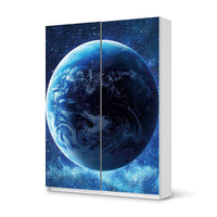 Möbel Klebefolie Planet Blue - IKEA Pax Schrank 201 cm Höhe - Schiebetür 75 cm - weiss