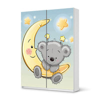Möbel Klebefolie Teddy und Mond - IKEA Pax Schrank 201 cm Höhe - Schiebetür 75 cm - weiss
