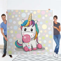 Möbel Klebefolie Rainbow das Einhorn - IKEA Pax Schrank 201 cm Höhe - Schiebetür - Folie