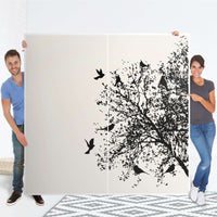 Möbel Klebefolie Tree and Birds 2 - IKEA Pax Schrank 201 cm Höhe - Schiebetür - Folie