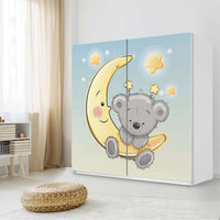 Möbel Klebefolie Teddy und Mond - IKEA Pax Schrank 201 cm Höhe - Schiebetür - Kinderzimmer